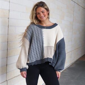NWOT Oversized Chunky Knit Block Sweater